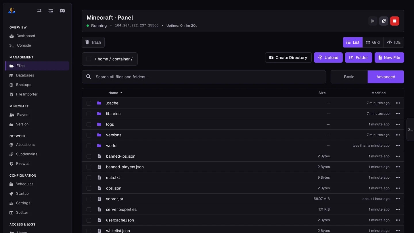 File manager with an editor, plus SFTP when you prefer your own